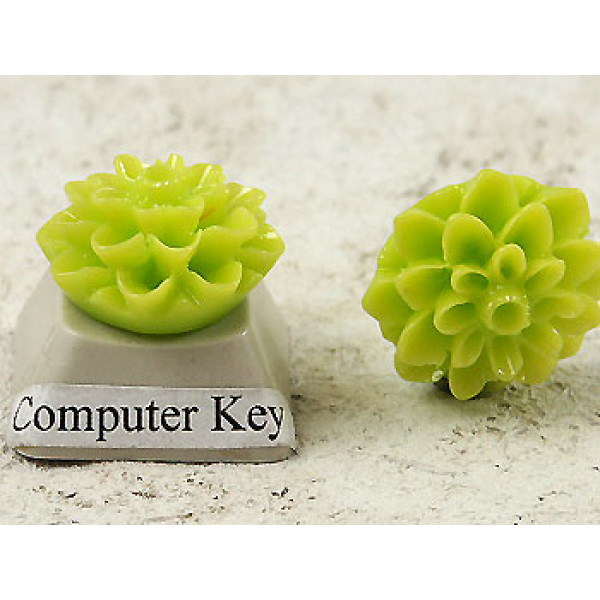 15mm Chrysanthemum cabochon, Lime, bag of 50 grams