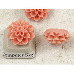 15mm Chrysanthemum cabochon, Dark Salmon, bag of 50 grams