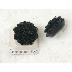15mm Chrysanthemum cabochon, Black, bag 50 grams