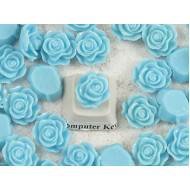 13mm Frilly Rose flower cabochon, blue, bag 20 grams