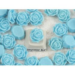 13mm Frilly Rose flower cabochon, blue, bag 20 grams