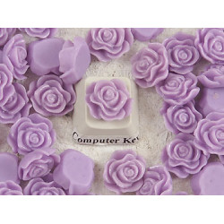 13mm Frilly Rose flower cabochon, purple, bag 20 grams