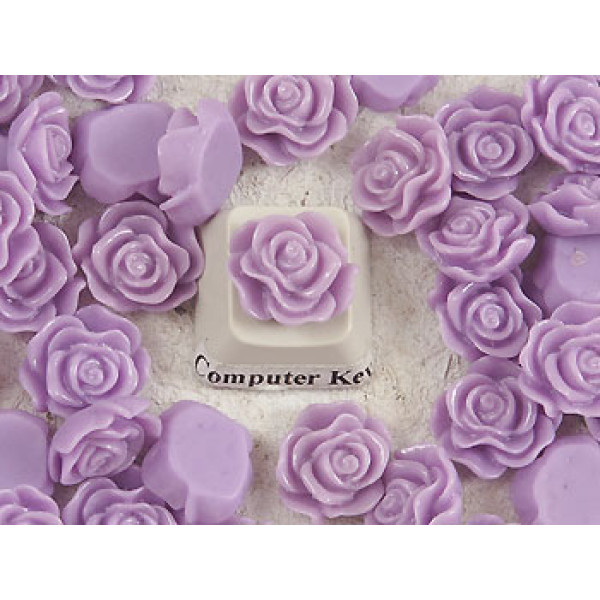 13mm Frilly Rose flower cabochon, purple, bag 20 grams