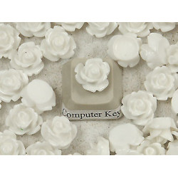 10mm Rose cabochon, white, bag 20 grams