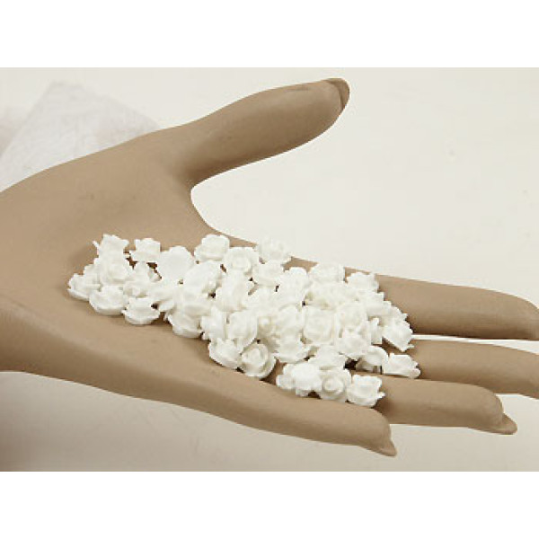 10mm Rose cabochon, white, bag 20 grams