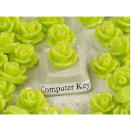 10mm Rose cabochon, lime, bag 20 grams