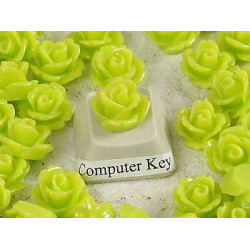 10mm Rose cabochon, lime, bag 20 grams