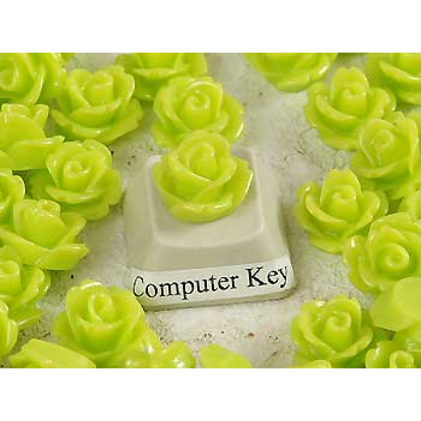 10mm Rose cabochon, lime, bag 20 grams