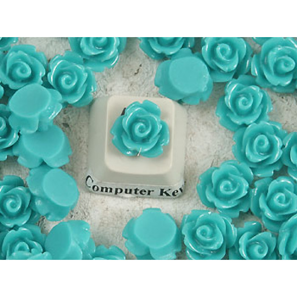 10mm Rose cabochon, Deep Teal, bag 20 grams