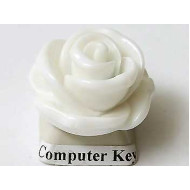 23mm Rose flower cabochon, Winter White, each