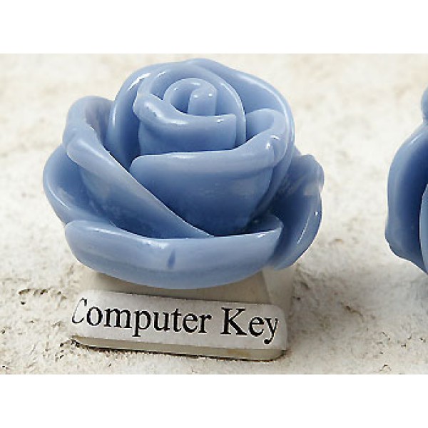 23mm Rose flower cabochon, Cornflower Blue