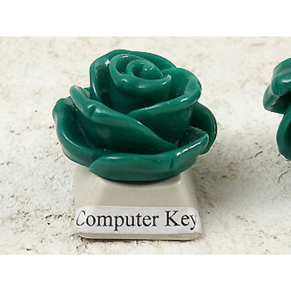 23mm Rose flower cabochon, Emerald Green