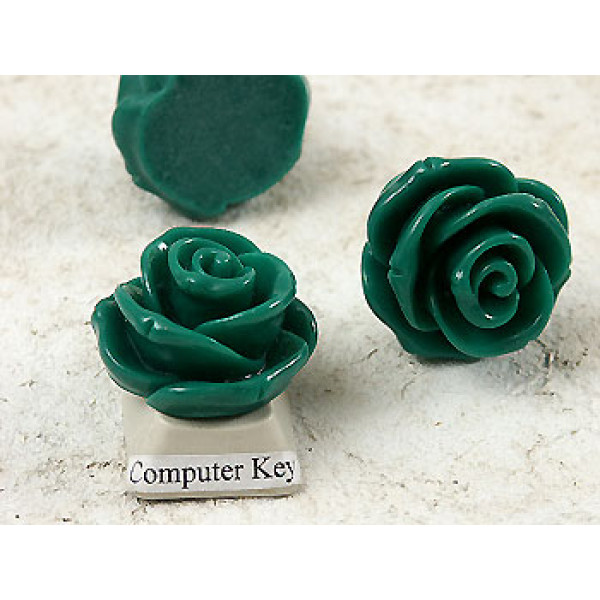 23mm Rose flower cabochon, Emerald Green