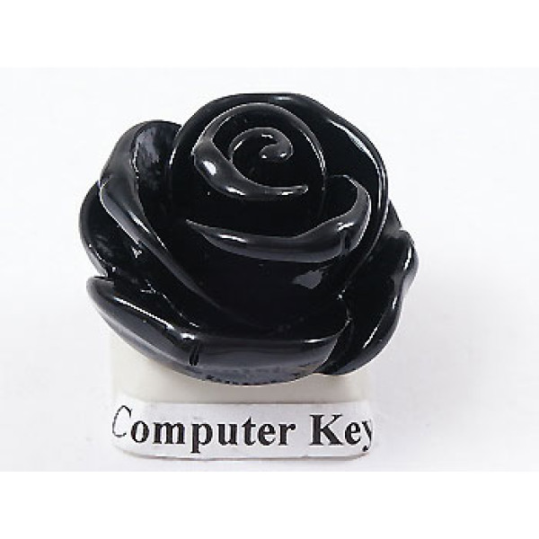 23mm Rose flower cabochon, Black