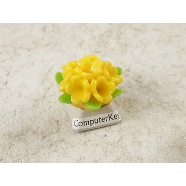 27mm Resin Flower Posy Cabochon, Yellow