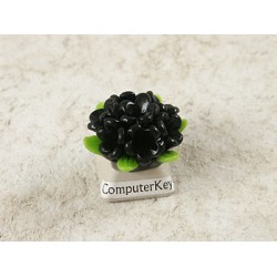 27mm Resin Flower Posy Cabochon, Black