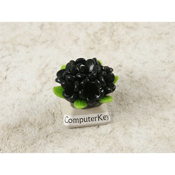 27mm Resin Flower Posy Cabochon, Black