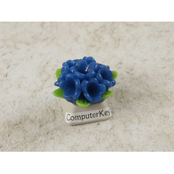 27mm Resin Flower Posy Cabochon, Dark Blue