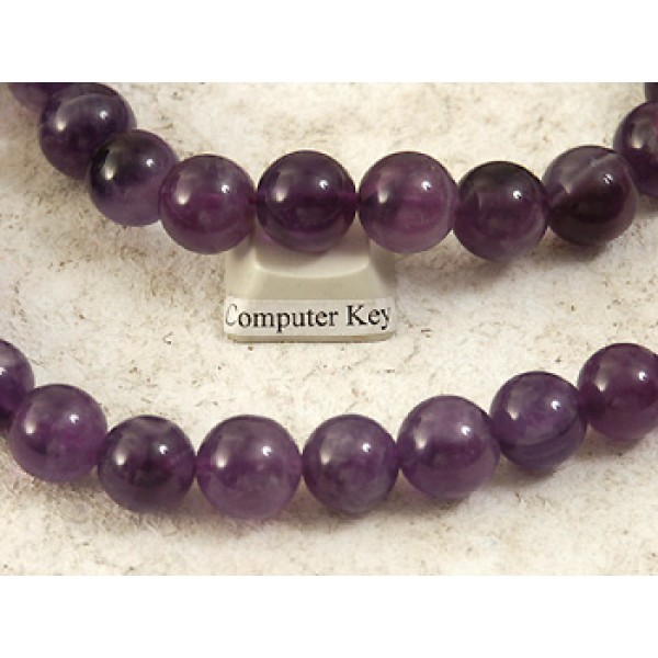 Round Gemstone Bead, Amethyst, 10mm, per 20 pcs
