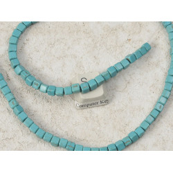 Synthetic Turquoise Beads, Dyed, Cube, 4mm, strand, 15"