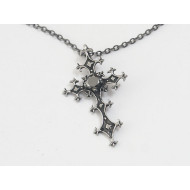 CLEARANCE: Vintage gothic punk cross necklace with hematite coloured stone