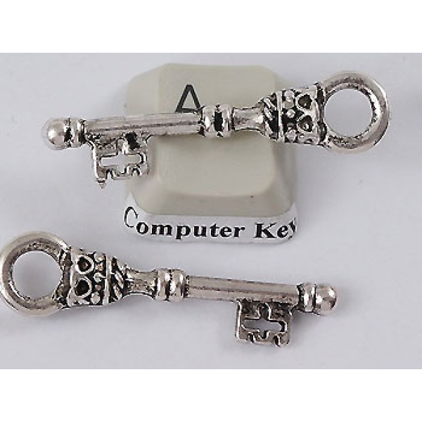 BULK PACK 20 Keys, 36mm long, NF Antique Silver plate, bag of 20