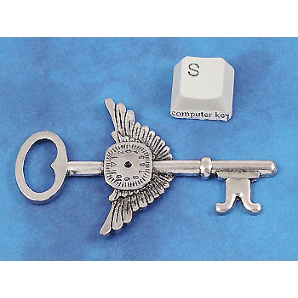Key to Time, antiqued silver plate