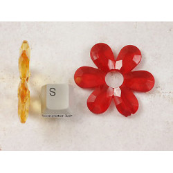 Flower bead, large acrylic, transparent red