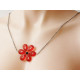 Flower bead, large acrylic, transparent red