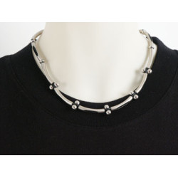 END OF LINE: Necklet, mens, metal bars and balls and rubber