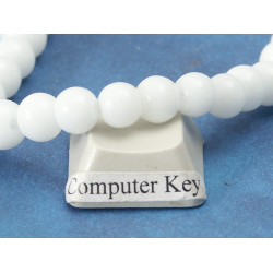 Glass Bead String, Round, White 6mm