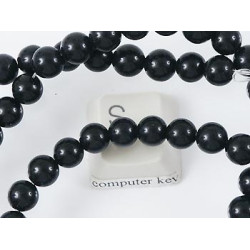 Glass Bead String, Round 6mm, Black