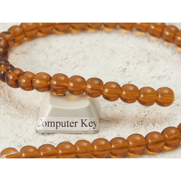 Glass Bead String, Round 6mm, dark Amber