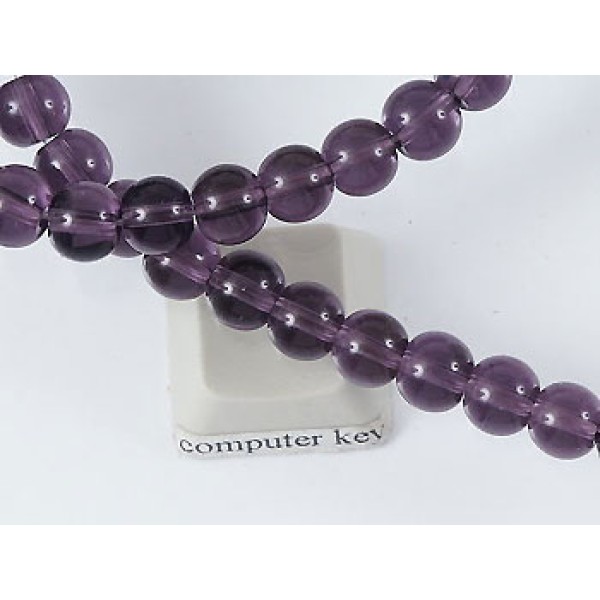 Glass Bead String, Round, Amethyst 6mm