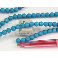 Bead, Glass, Round 6mm Turquoise, strand