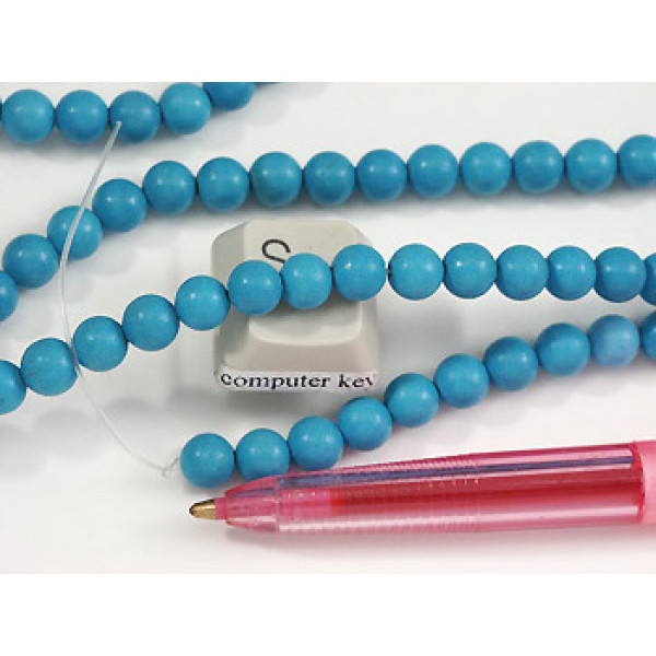 Bead, Glass, Round 6mm Turquoise, strand