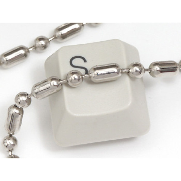 Ball & Bar Chain Anklet, 3.2mm satin nickel