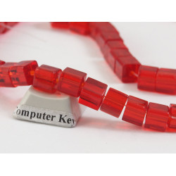 Bead, Glass, Cube, 6mm transparent red, string