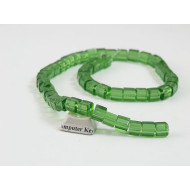 Bead, Glass, Cube, 6mm transparent green, string
