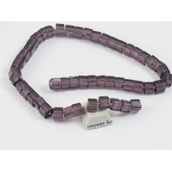Bead, Glass, Cube, 6mm transparent amethyst, string