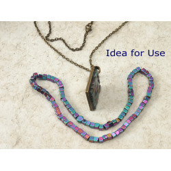 Bead, Glass, Cube, 4mm multicolour AB, string