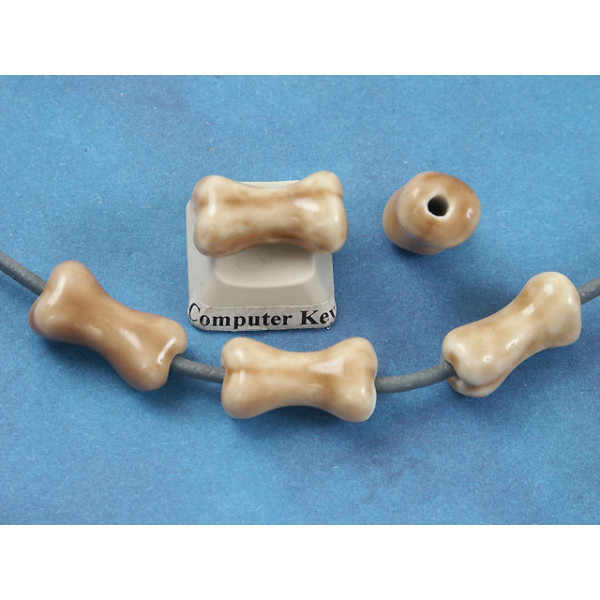 Porcelain Bead, Bone, 18mm, bag of 20