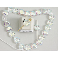 Bead, Glass, Heart, 8mm Crystal AB, strand of 25
