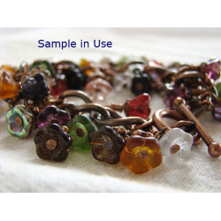 Pressed Glass Flower Cup, 6/8mm dk Olive Vitreal, strand of 50