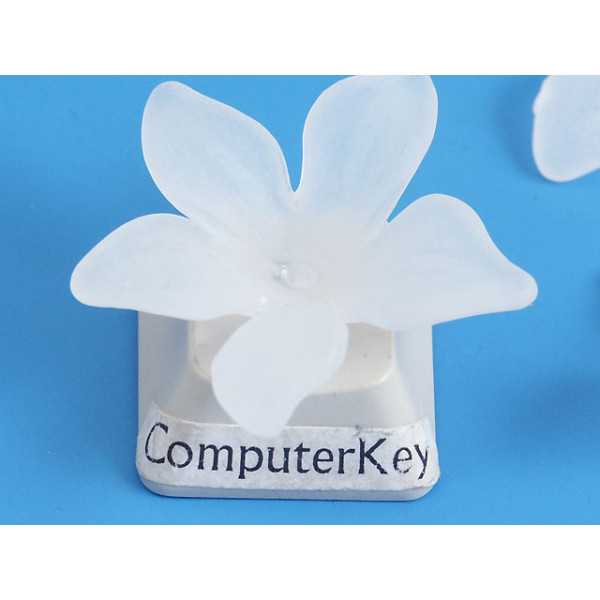 Hibiscus Flower Bead, frosted white acrylic, 28mm, bag 20g