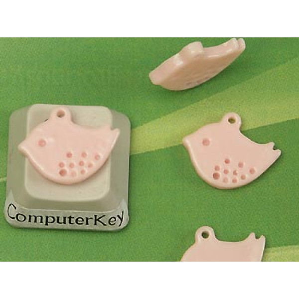 BULK PACK 50 Resin charm, Sparrow, pink, 15mm