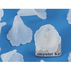 Calla Lily bead, frosted acrylic, white, 18mm, bag 20 grams