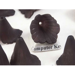 Calla Lily bead, frosted acrylic, black, 18mm, bag 20 grams