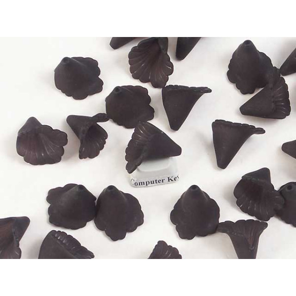 Calla Lily bead, frosted acrylic, black, 18mm, bag 20 grams