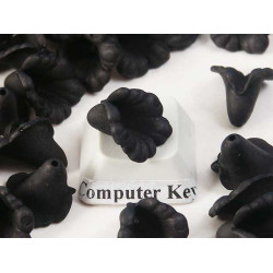 Calla Lily bead, frosted acrylic, black, 13mm, bag 20 grams